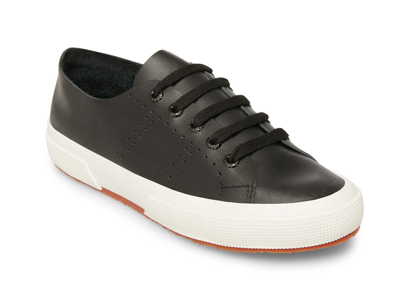 Zapatillas Superga Mujer Negras - 2750 Rawcutleatheru Cuero - 571402YJG